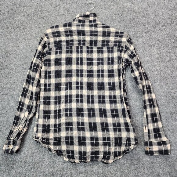 California Tailor Shirt No 2 Womens‎ XS Navy Plaid Long Sleeve Shirt Cotton $198 - Picture 2 of 12